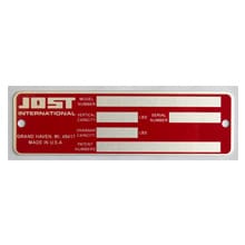 adhesive nameplate for Jost International