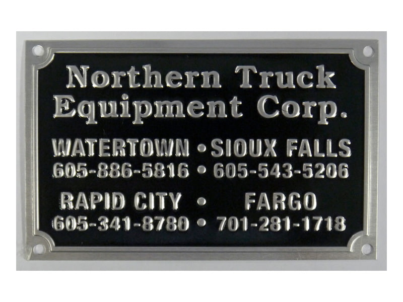 custom equipment nameplate for Northern Trucking